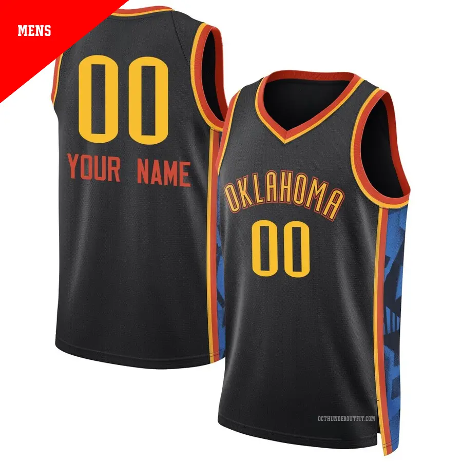＃00 Men's Custom Oklahoma City Thunder 2024/25 Swingman Black City Edition Jersey