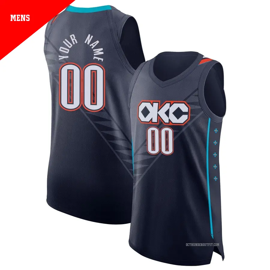 ＃00 Men's Custom Oklahoma City Thunder 2025/26 Authentic Navy City Edition Jersey