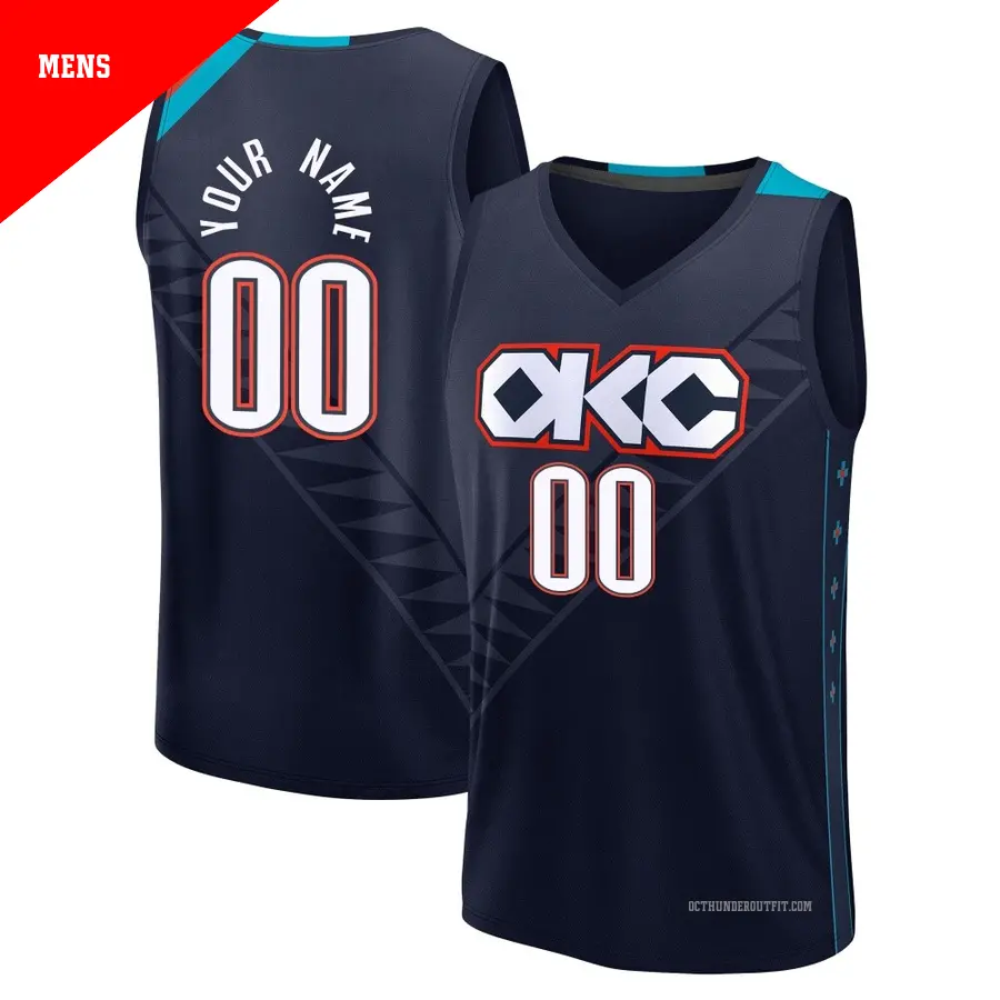 ＃00 Men's Custom Oklahoma City Thunder 2025/26 Fast Break Navy City Edition Jersey