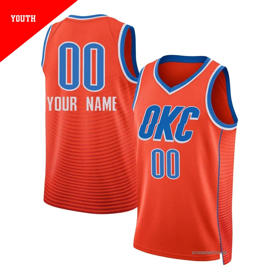 ＃00 Youth Custom Oklahoma City Thunder 2024/25 Swingman Orange Statement Edition Jersey