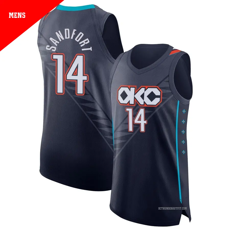 ＃14 Men's Payton Sandfort Oklahoma City Thunder 2025/26 Authentic Navy City Edition Jersey
