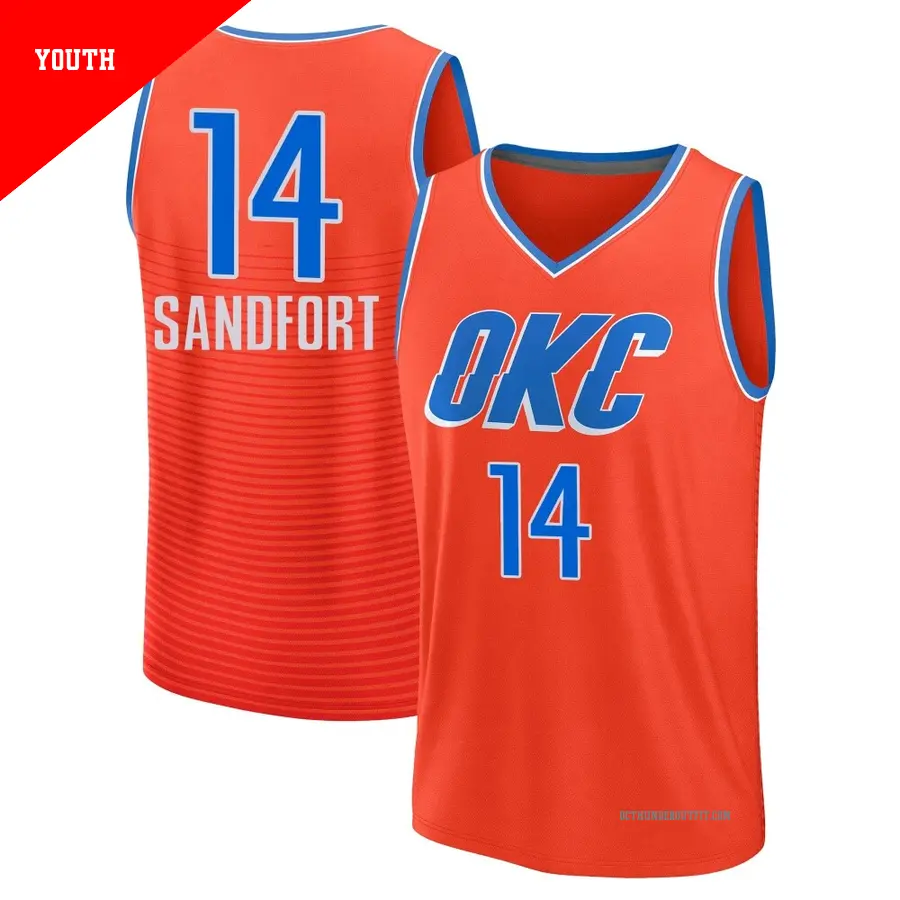 ＃14 Youth Payton Sandfort Oklahoma City Thunder 2024/25 Fast Break Orange Statement Edition Jersey