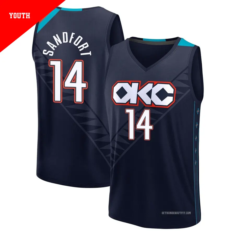 ＃14 Youth Payton Sandfort Oklahoma City Thunder 2025/26 Fast Break Navy City Edition Jersey