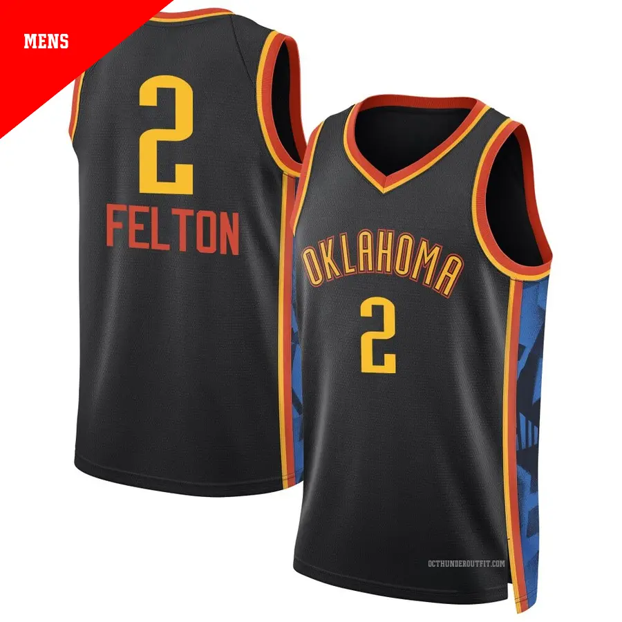＃2 Men's Raymond Felton Oklahoma City Thunder 2024/25 Swingman Black City Edition Jersey