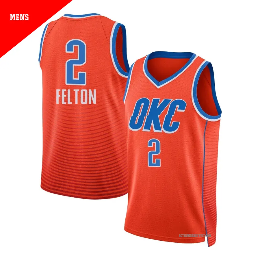 ＃2 Men's Raymond Felton Oklahoma City Thunder 2024/25 Swingman Orange Statement Edition Jersey