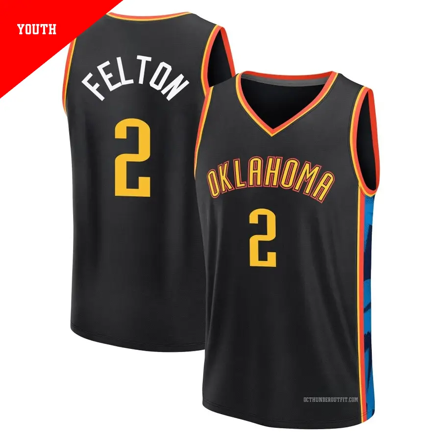 ＃2 Youth Raymond Felton Oklahoma City Thunder 2024/25 Fast Break Black City Edition Jersey