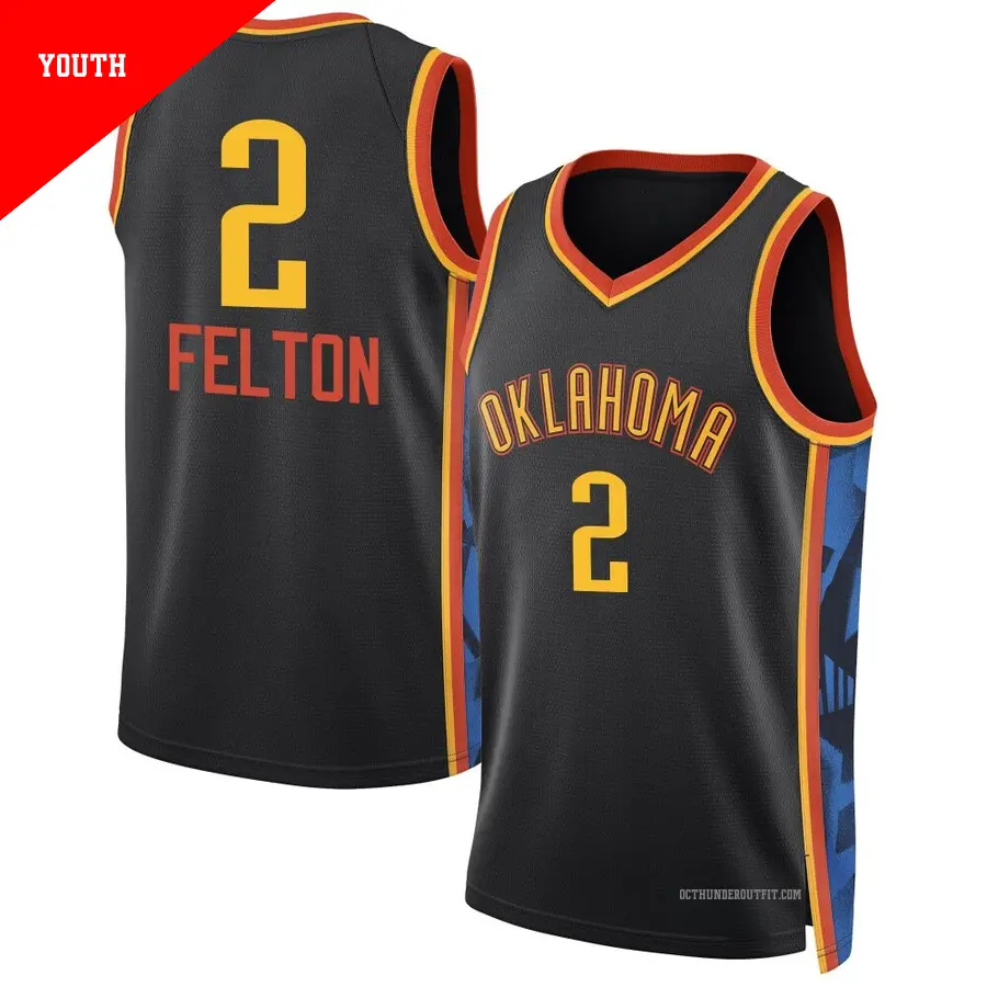 ＃2 Youth Raymond Felton Oklahoma City Thunder 2024/25 Swingman Black City Edition Jersey