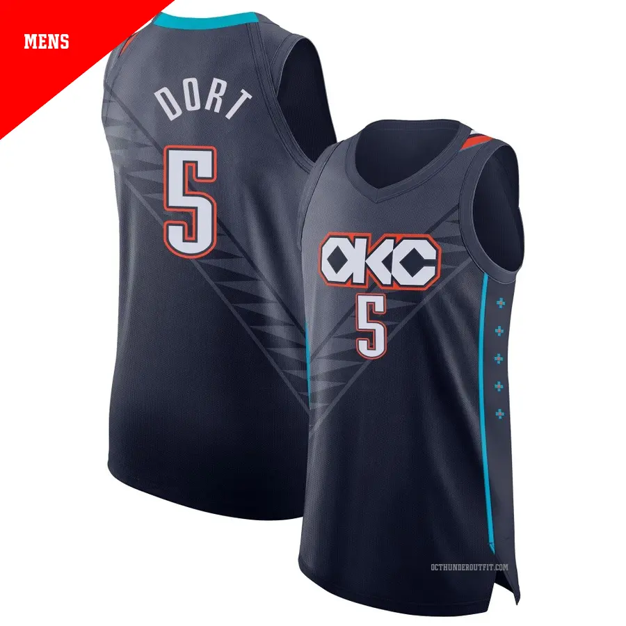 ＃5 Men's Luguentz Dort Oklahoma City Thunder 2025/26 Authentic Navy City Edition Jersey
