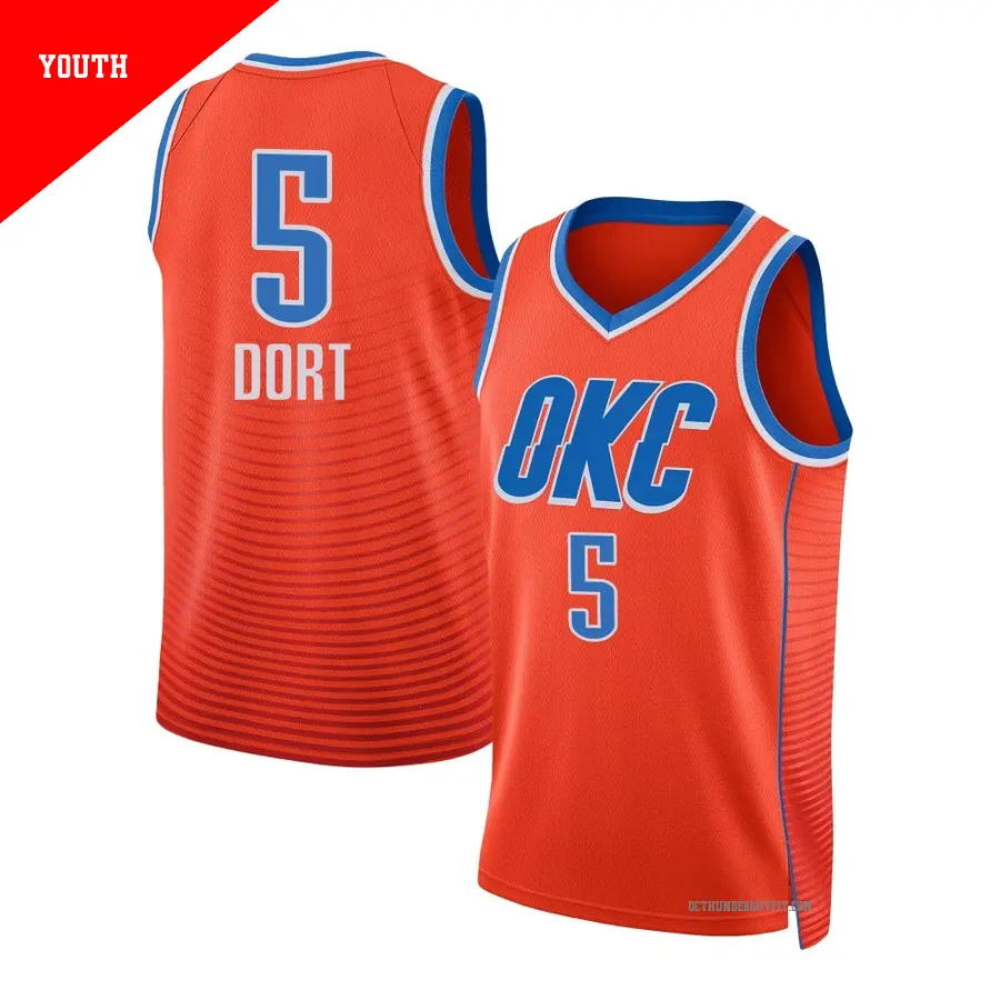 ＃5 Youth Luguentz Dort Oklahoma City Thunder 2024/25 Swingman Orange Statement Edition Jersey