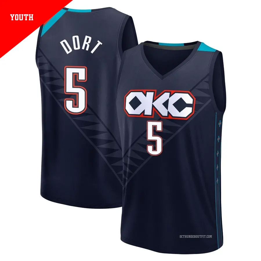 ＃5 Youth Luguentz Dort Oklahoma City Thunder 2025/26 Fast Break Navy City Edition Jersey