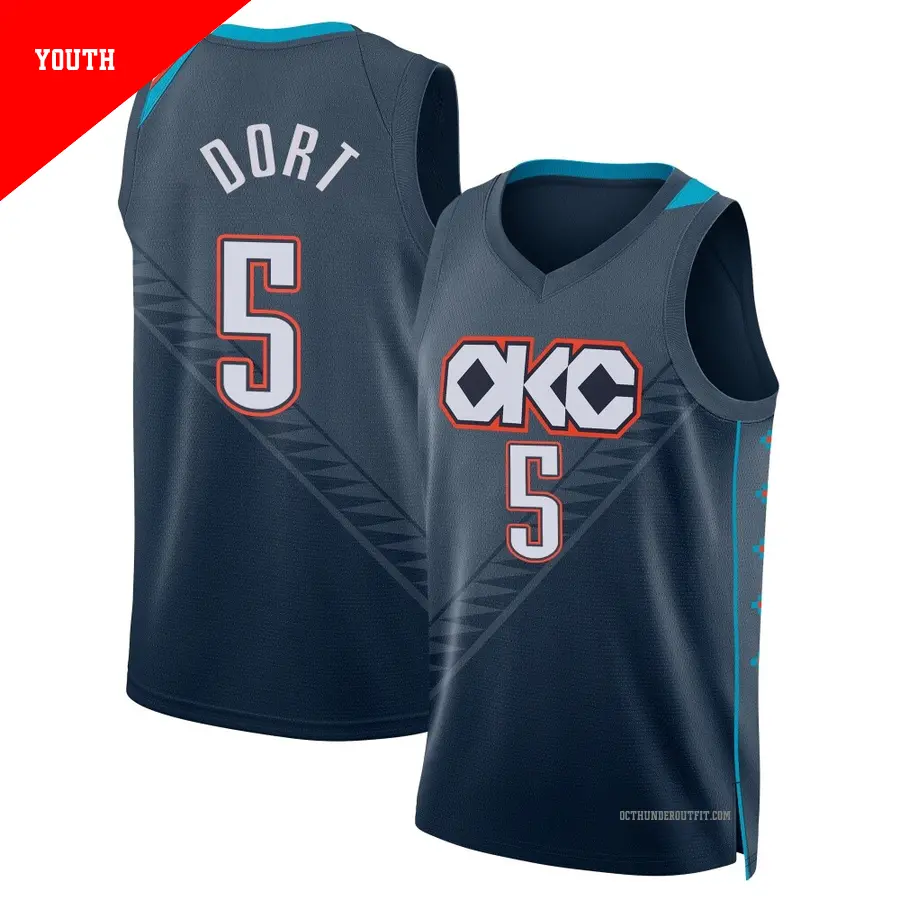 ＃5 Youth Luguentz Dort Oklahoma City Thunder 2025/26 Swingman Navy City Edition Jersey