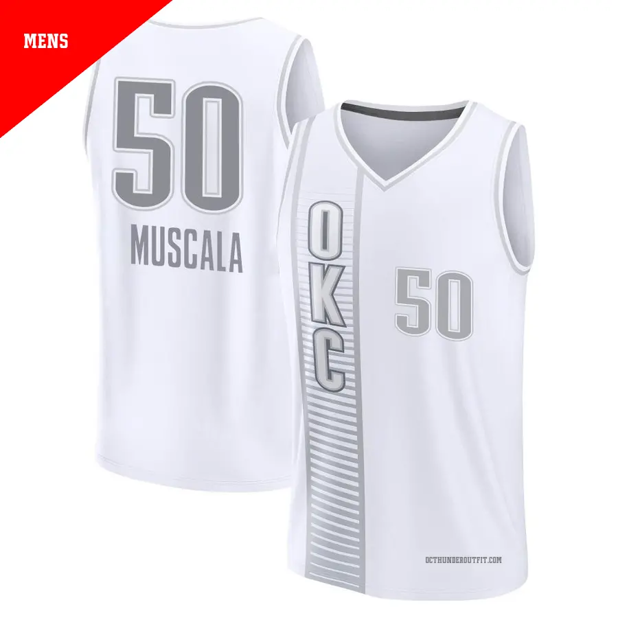 ＃50 Men's Mike Muscala Oklahoma City Thunder 2021/22 Fast Break White Replica City Edition Jersey