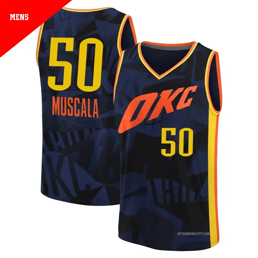 ＃50 Men's Mike Muscala Oklahoma City Thunder 2023/24 Fast Break Navy City Edition Jersey