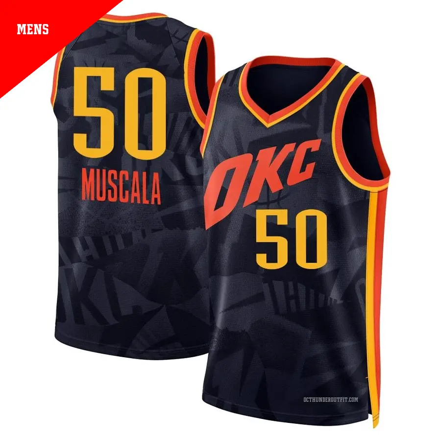 ＃50 Men's Mike Muscala Oklahoma City Thunder 2023/24 Swingman Navy City Edition Jersey