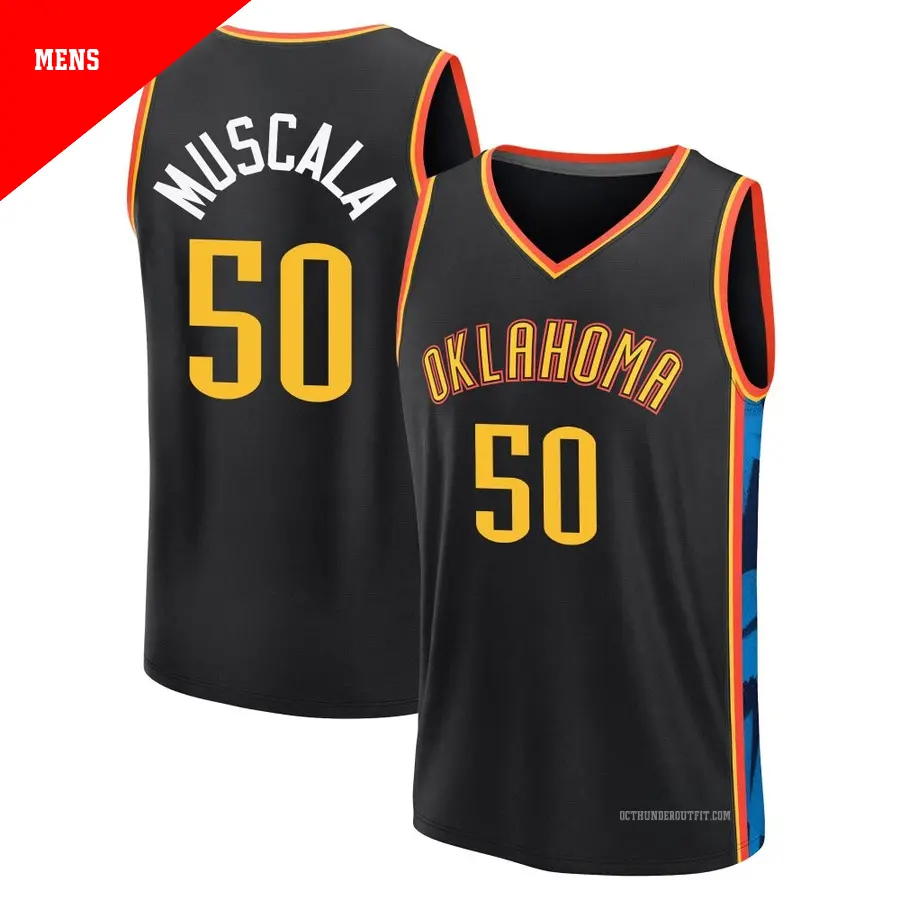 ＃50 Men's Mike Muscala Oklahoma City Thunder 2024/25 Fast Break Black City Edition Jersey