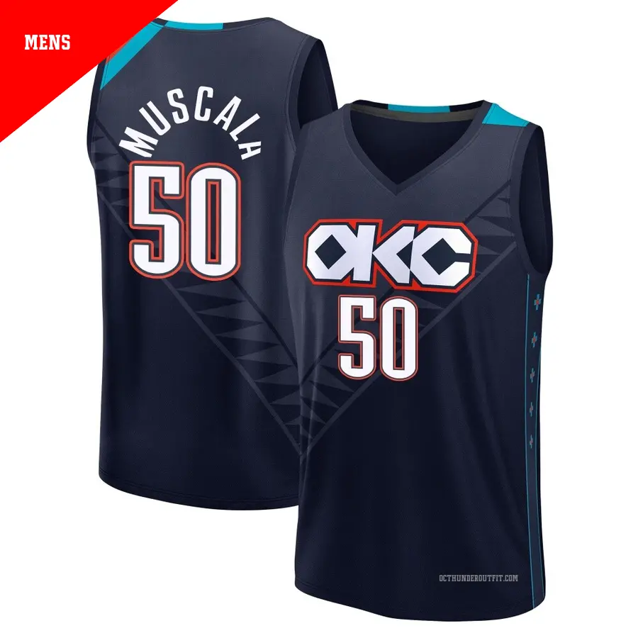 ＃50 Men's Mike Muscala Oklahoma City Thunder 2025/26 Fast Break Navy City Edition Jersey