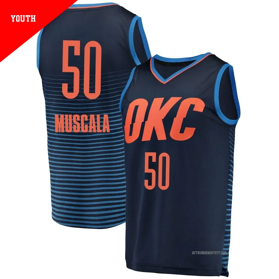 ＃50 Youth Mike Muscala Oklahoma City Thunder Navy Fast Break Replica Jersey Statement Edition