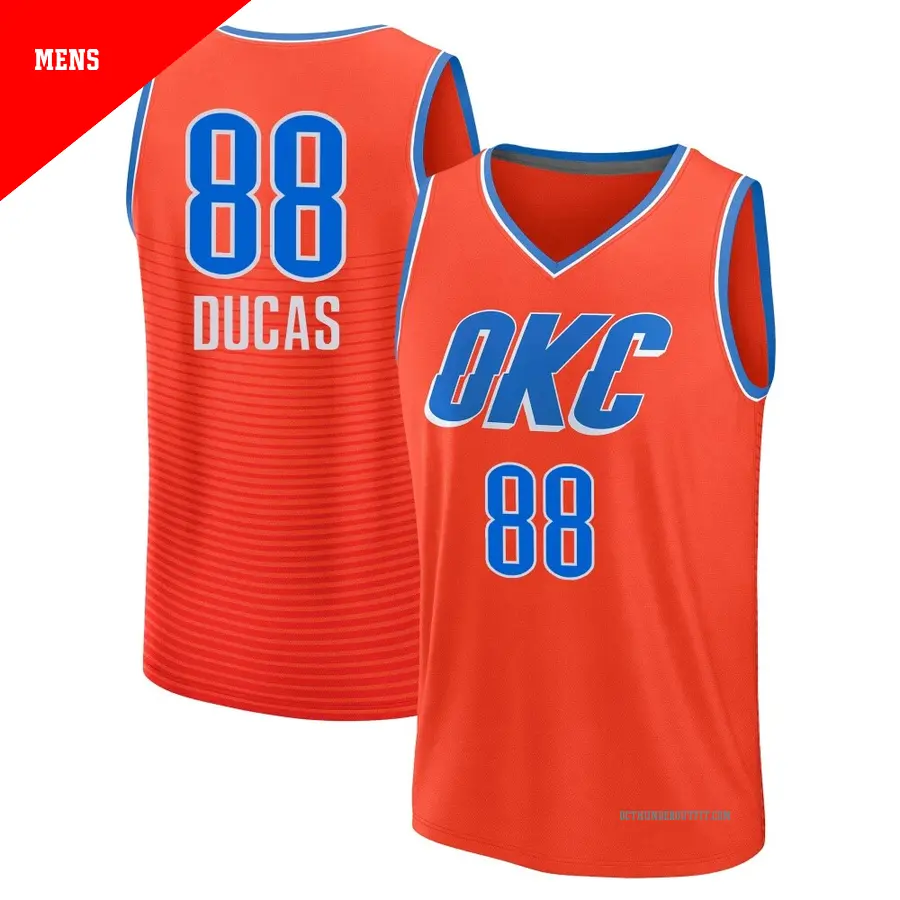 ＃88 Men's Alex Ducas Oklahoma City Thunder 2024/25 Fast Break Orange Statement Edition Jersey